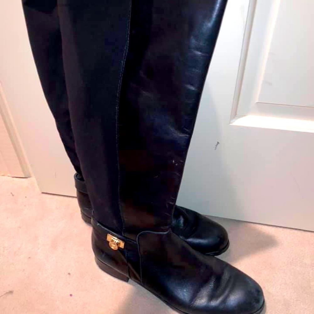 Black leather boots